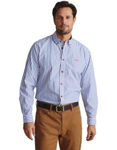 Barron Long Sleeve Shirt in Mid Blue