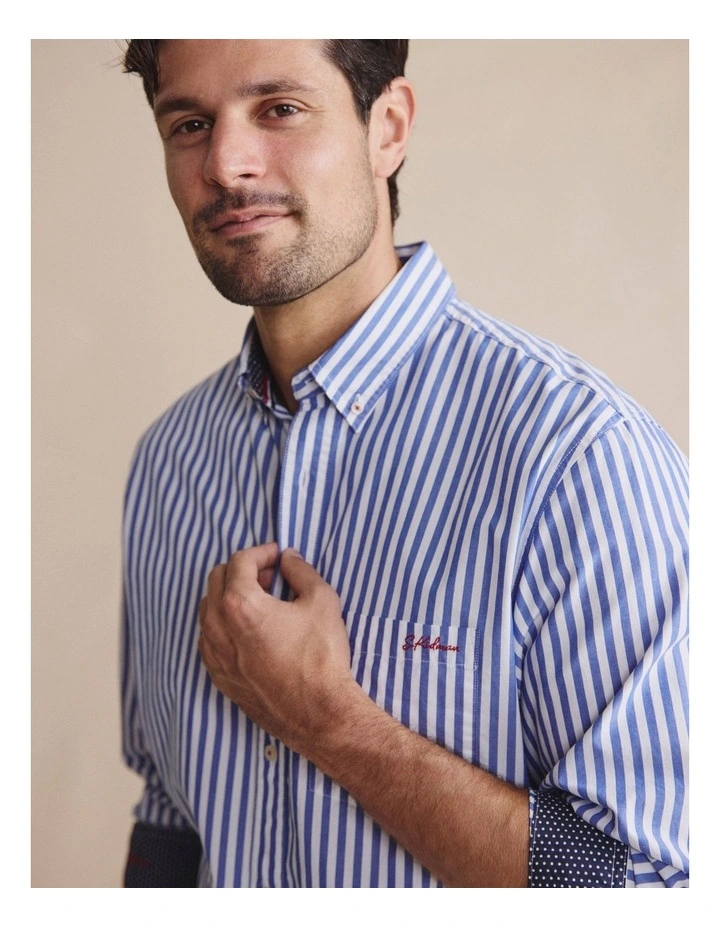 Barron Long Sleeve Shirt in Mid Blue image 3