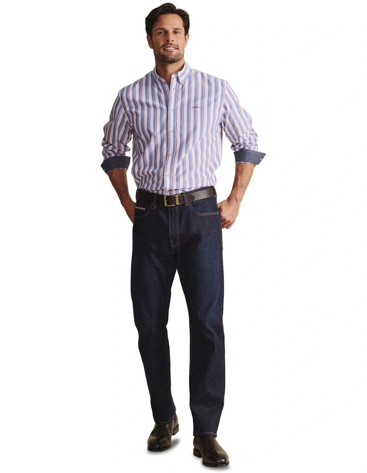 Dexter Long Sleeve Shirt in Mid Blue image 3