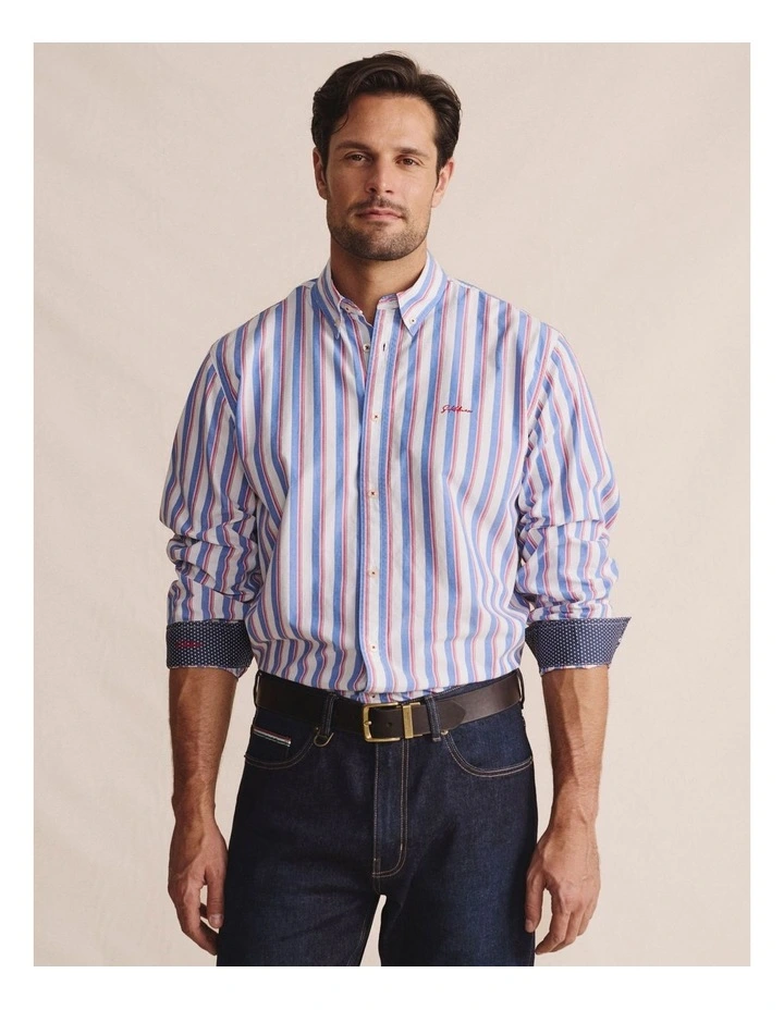 Dexter Long Sleeve Shirt in Mid Blue image 5