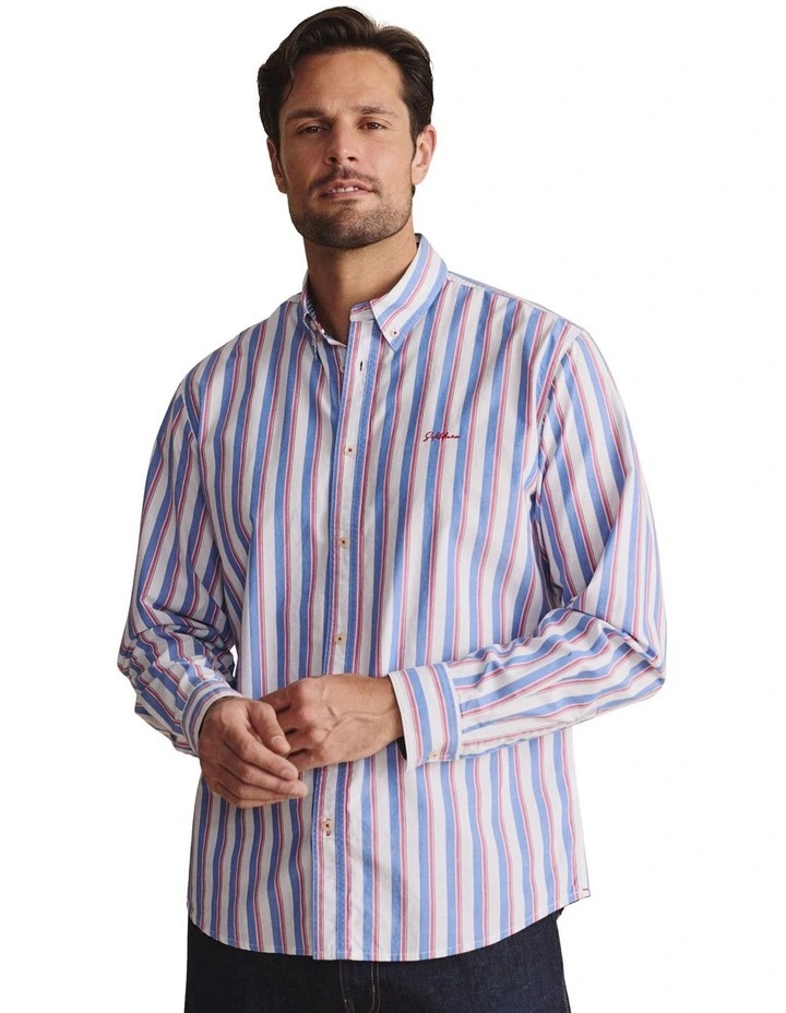 Dexter Long Sleeve Shirt in Mid Blue image 5