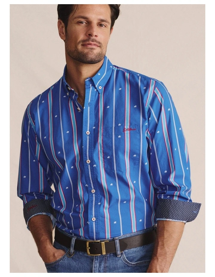 Aberdeen Long Sleeve Shirt in Mid Blue image 1