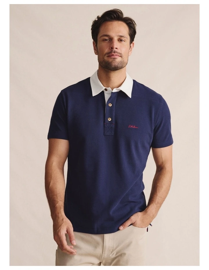 Fitzroy SS Polo Shirt in Navy image 1