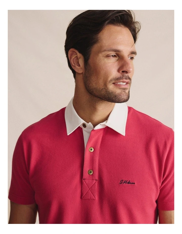 Fitzroy SS Polo Shirt in Red image 3
