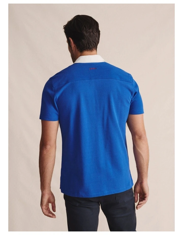Fitzroy Short Sleeve Polo Shirt in Mid Blue image 2