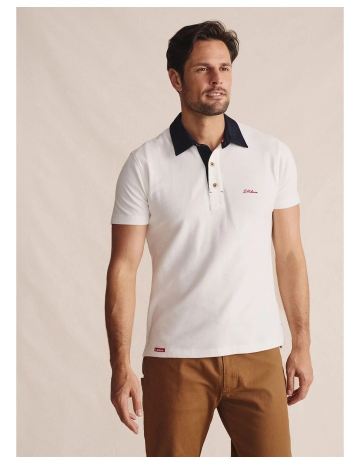 Fitzroy Short Sleeve Polo Shirt in White image 1