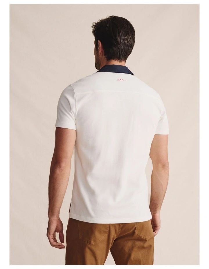 Fitzroy Short Sleeve Polo Shirt in White image 2
