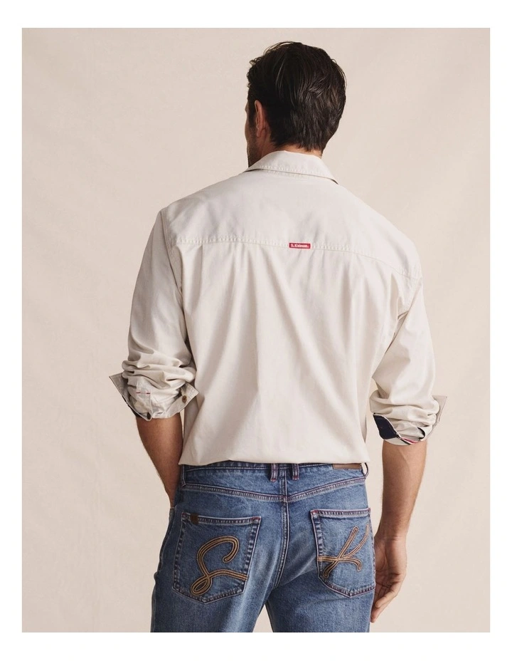 Armstrong Full Placket Work Shirt 1SHM00130 in Stone image 2