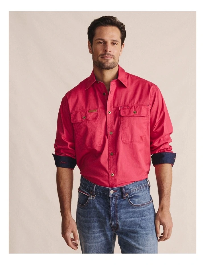Armstrong Full Placket Work Shirt in Red 1SHM00130 image 1