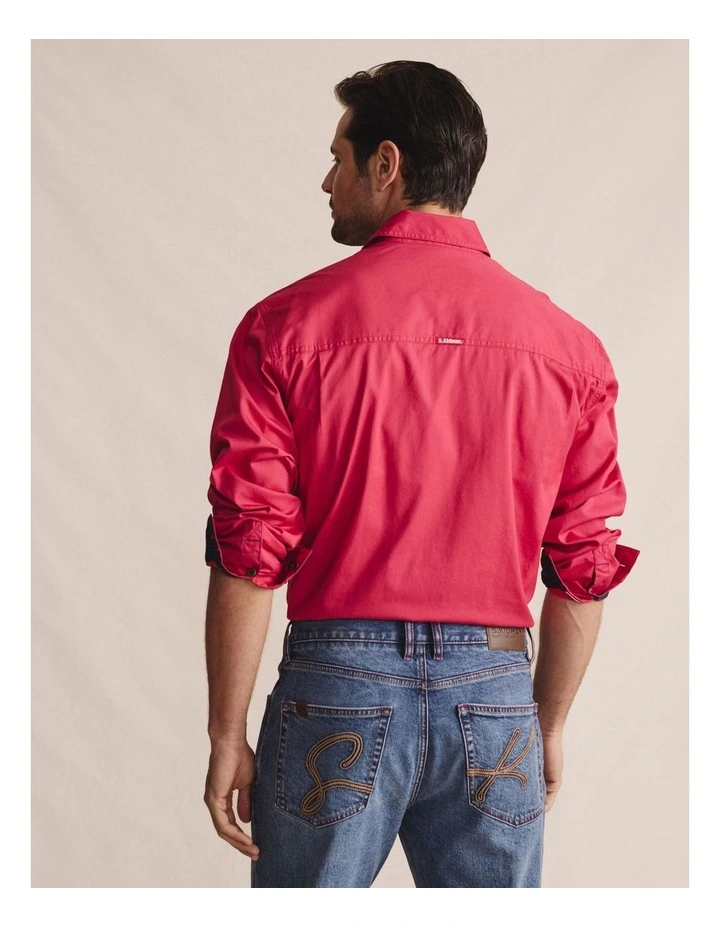 Armstrong Full Placket Work Shirt in Red 1SHM00130 image 2