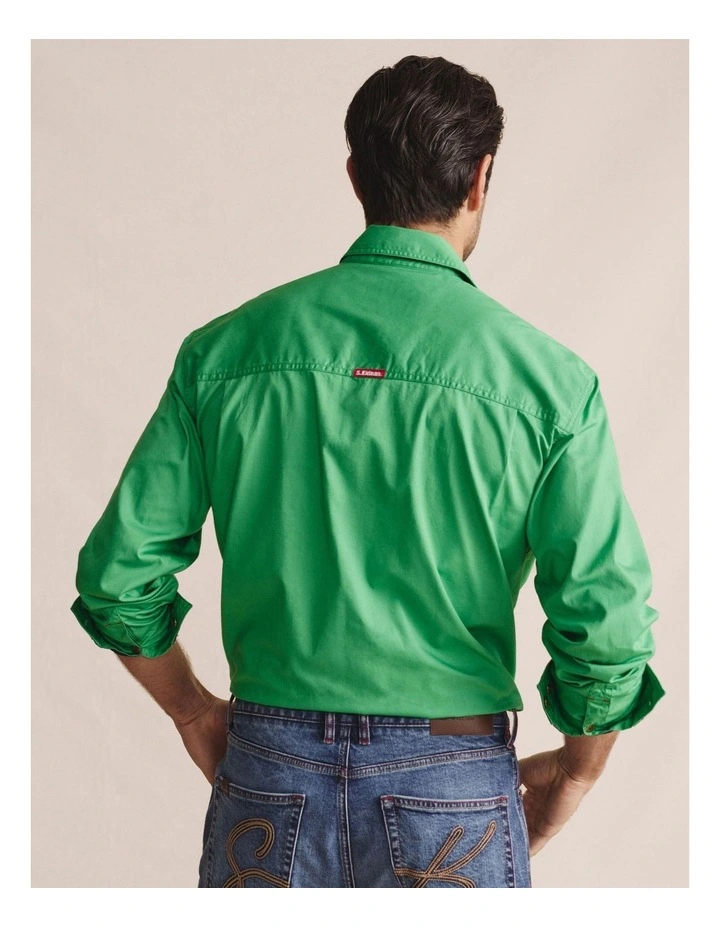 Armstrong Full Placket Work Shirt in Green 1SHM00130 image 2