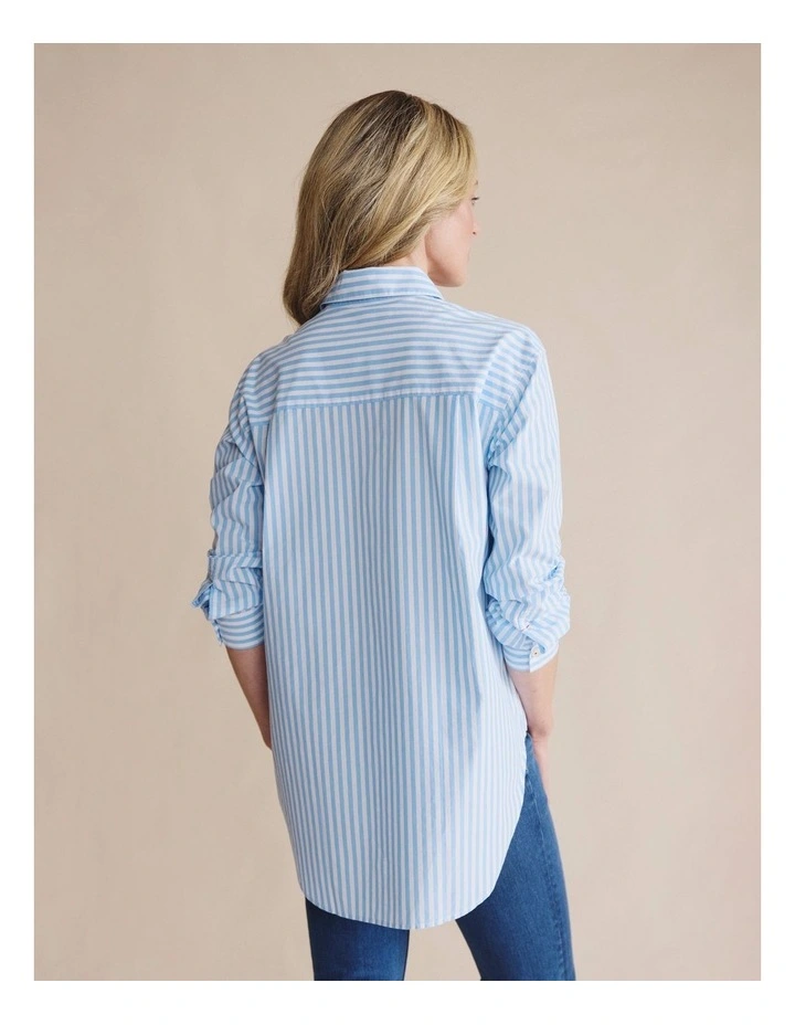 Taree Striped Oversized Shirt 1SHW00244 in Blue image 2