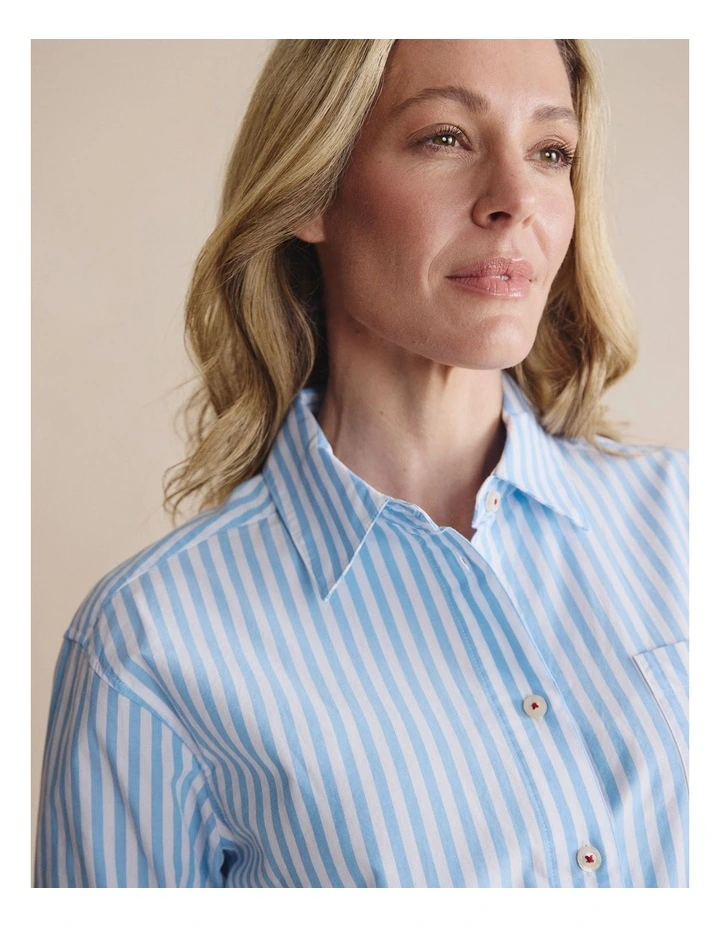 Taree Striped Oversized Shirt 1SHW00244 in Blue image 3