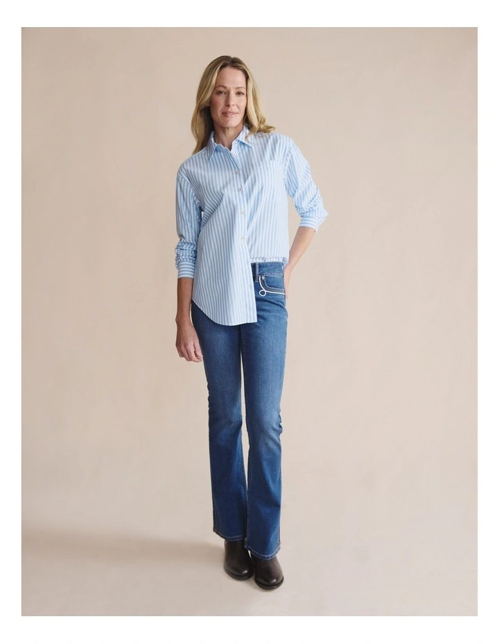 Taree Striped Oversized Shirt 1SHW00244 in Blue image 4