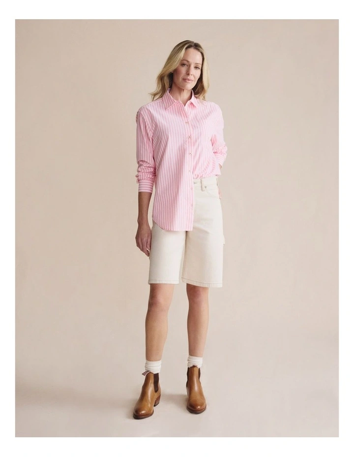 Taree Striped Oversized Shirt 1SHW00244 in Pink image 1
