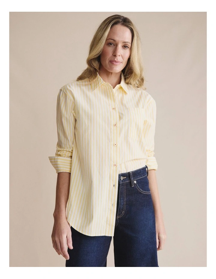 Taree Striped Oversized Shirt 1SHW00244 in Yellow image 1