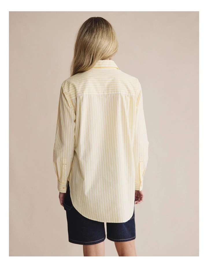 Taree Striped Oversized Shirt 1SHW00244 in Yellow image 2