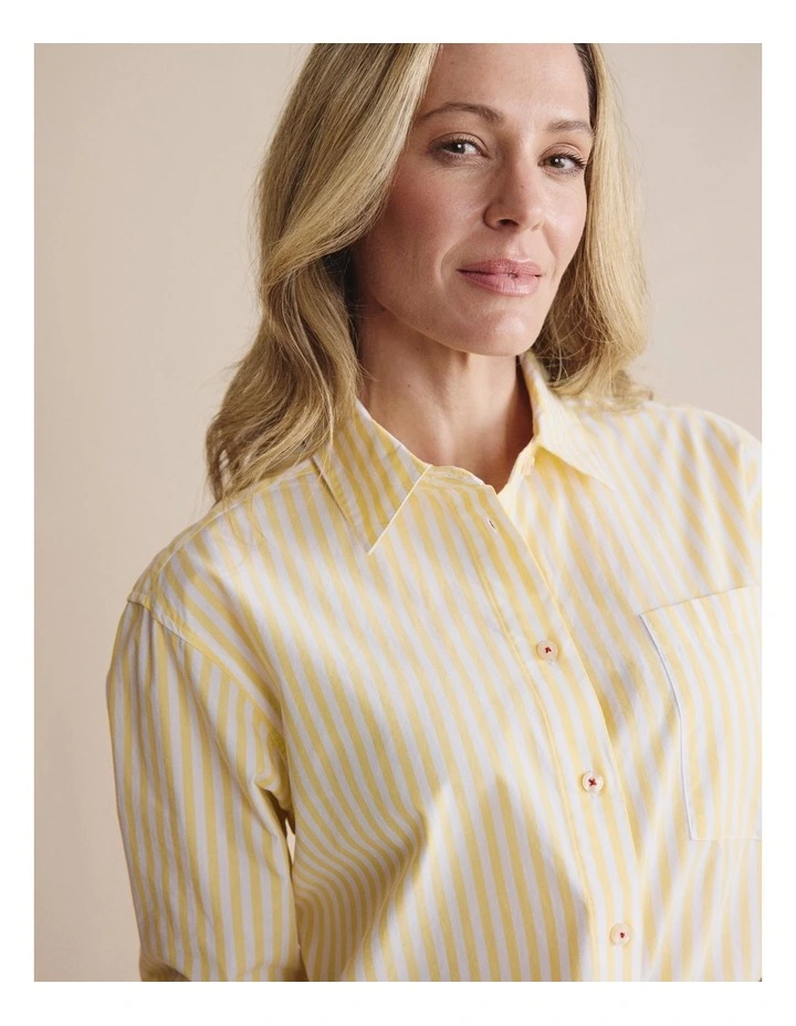 Taree Striped Oversized Shirt 1SHW00244 in Yellow image 3