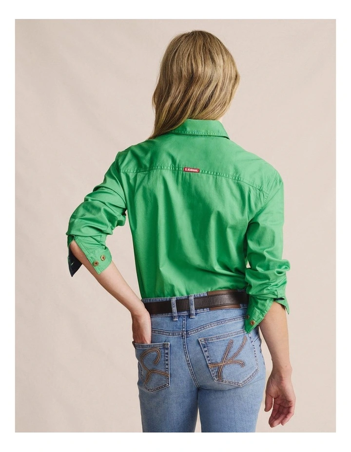 Camfield Half Placket Shirt 1SHW00133 in Green image 2