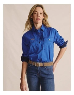 Camfield Half Placket Shirt 1SHW00133 in Blue