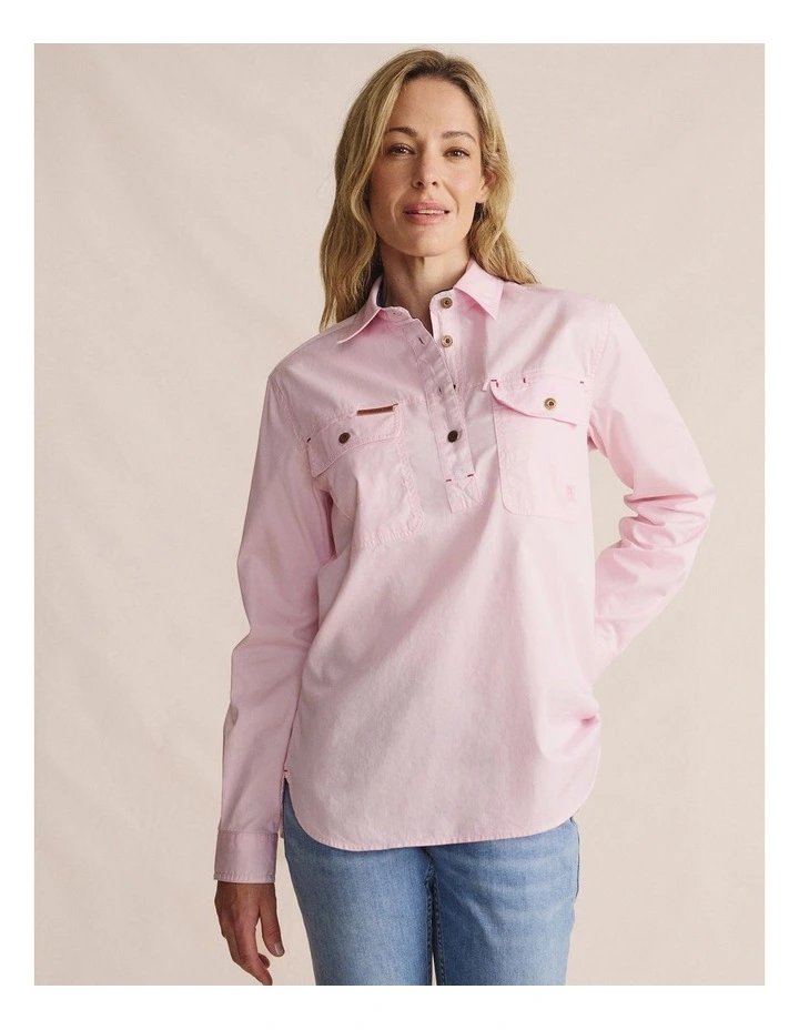 Camfield Half Placket Shirt 1SHW00133 in Pink image 4