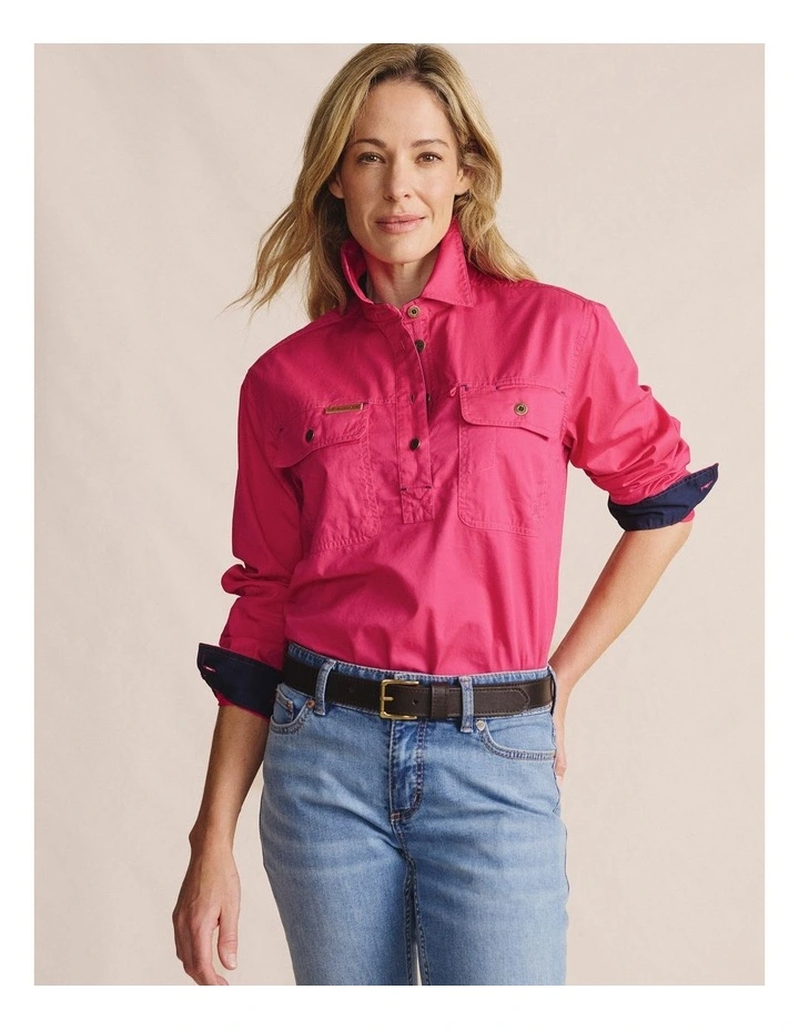 Camfield Half Placket Shirt 1SHW00133 in Pink image 1