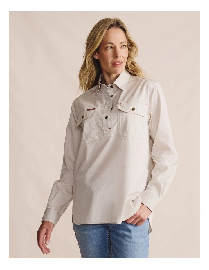 Camfield Half Placket Shirt 1SHW00133 in Cream image 4