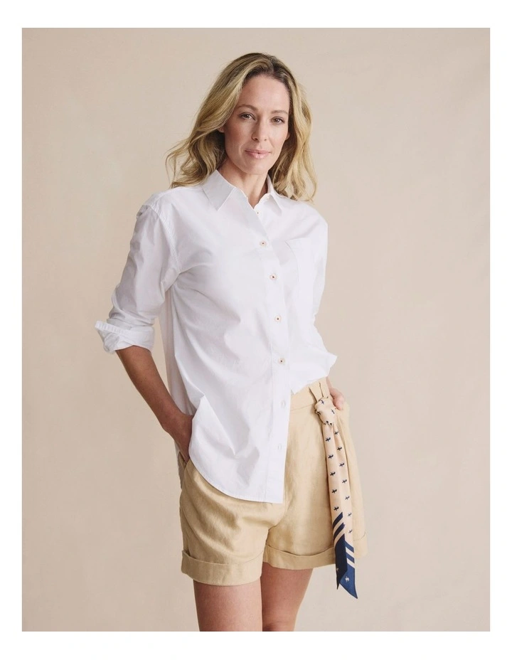 Taree Poplin Oversized Shirt 1SHW00276 in White image 3
