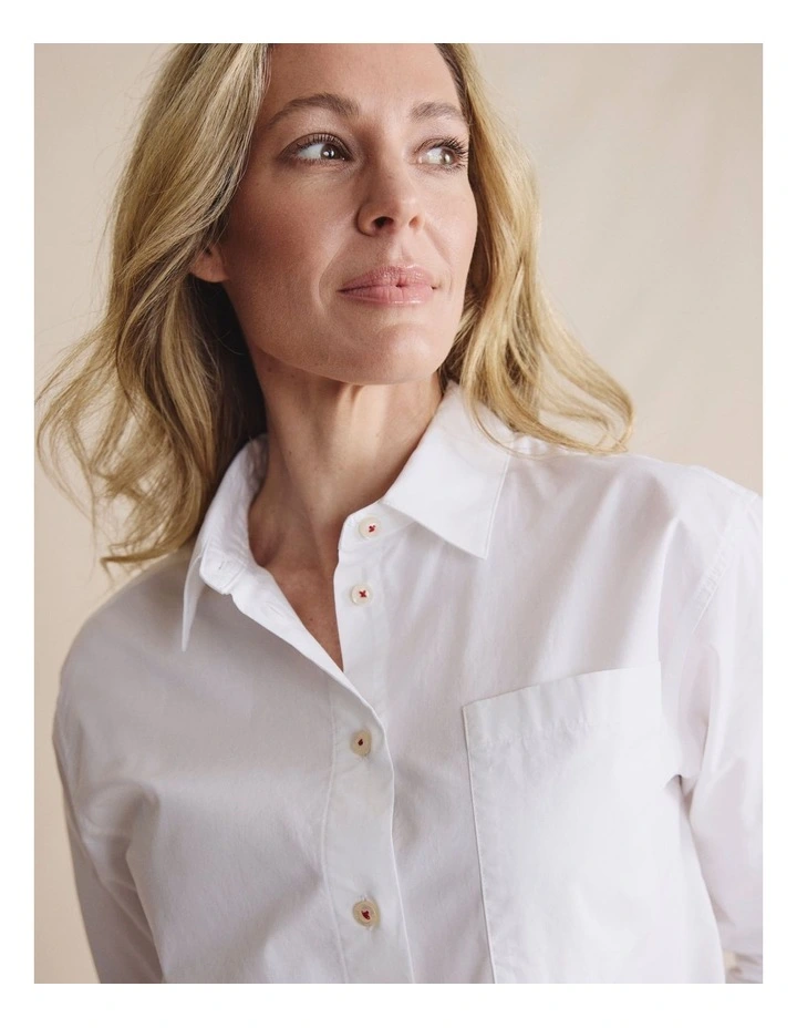 Taree Poplin Oversized Shirt 1SHW00276 in White image 4