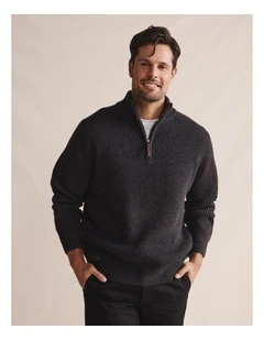 Bright Quarter Zip Knit Sweater 1KNM00194 in Grey