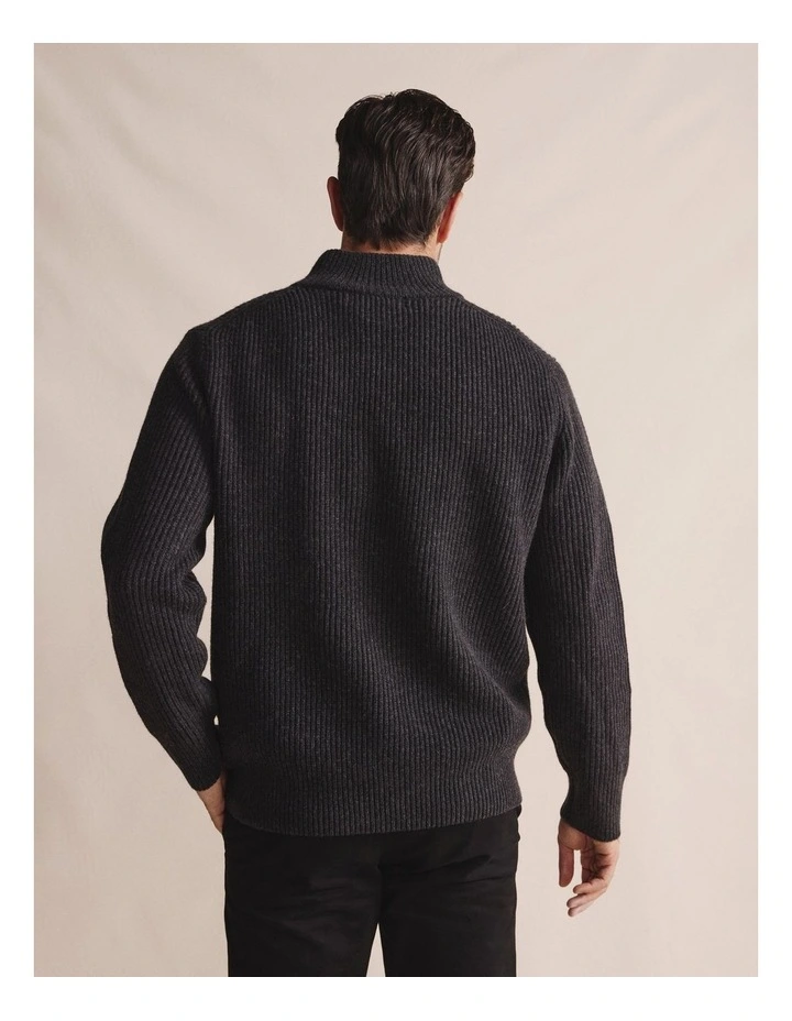 Bright Quarter Zip Knit Sweater 1KNM00194 in Grey image 2