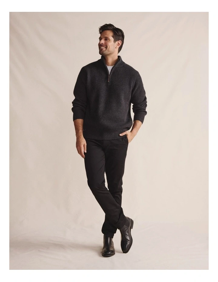 Bright Quarter Zip Knit Sweater 1KNM00194 in Grey image 3