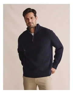 Bright Quarter Zip Knit Sweater 1KNM00194 in Blue