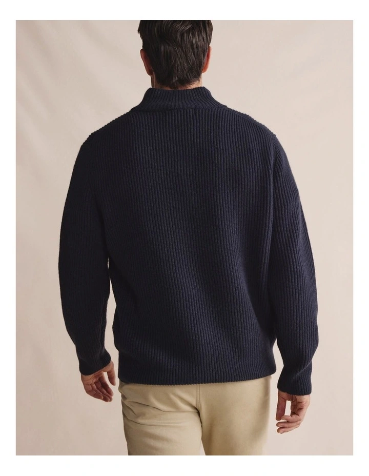 Bright Quarter Zip Knit Sweater 1KNM00194 in Blue image 2