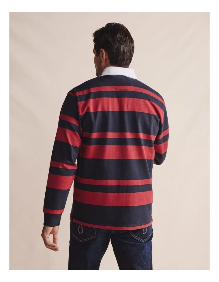 1TOM00283 Levendale Stripe Rugby Polo in Coonawarra image 2