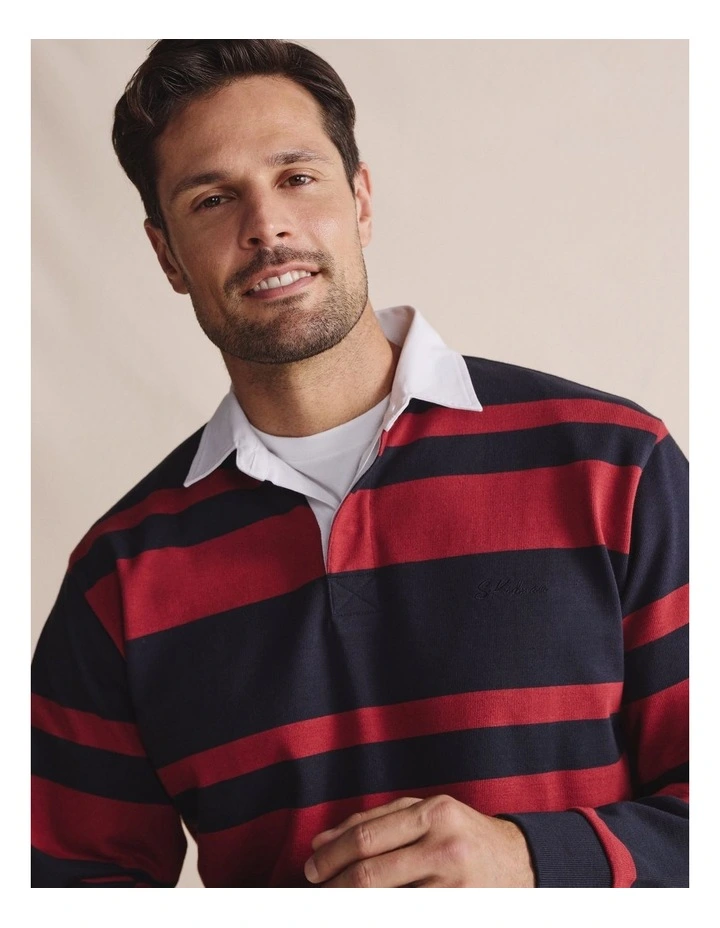 1TOM00283 Levendale Stripe Rugby Polo in Coonawarra image 3