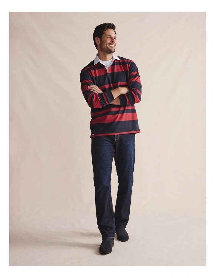 1TOM00283 Levendale Stripe Rugby Polo in Coonawarra image 4