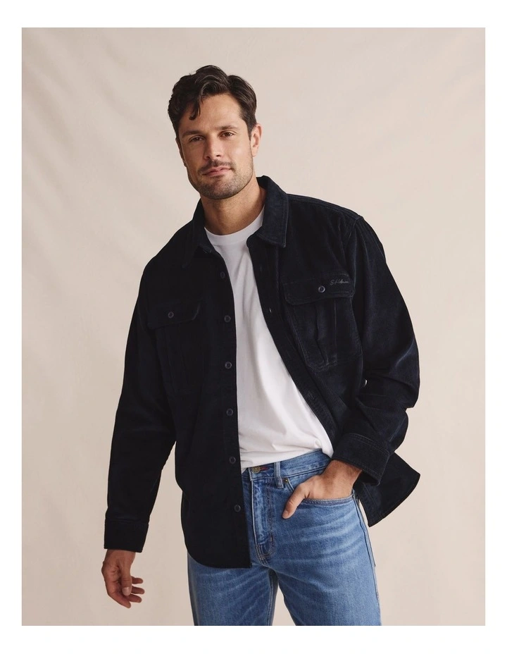 Smithton Corduroy Shirt 1SHM00265 in Navy image 3