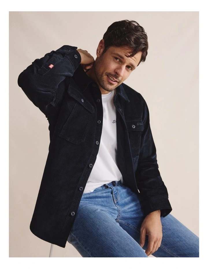 Smithton Corduroy Shirt 1SHM00265 in Navy image 4