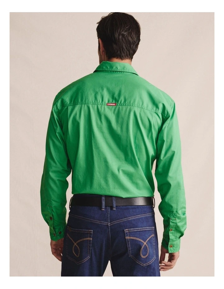 Brockman Half Placket Shirt in Green 1SHM00131 image 2