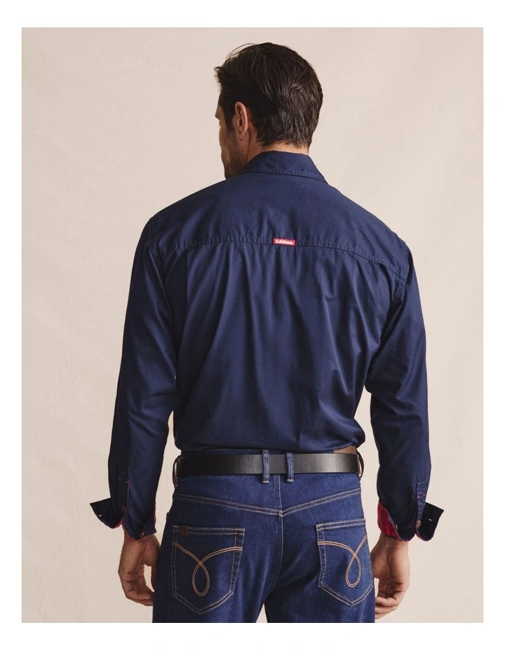 Brockman Half Placket Shirt in Blue 1SHM00131 image 2