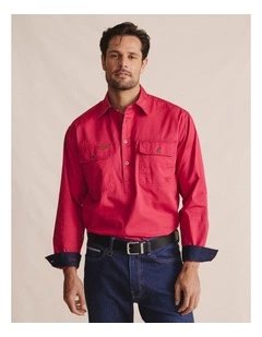 Brockman Half Placket Shirt in Red 1SHM00131