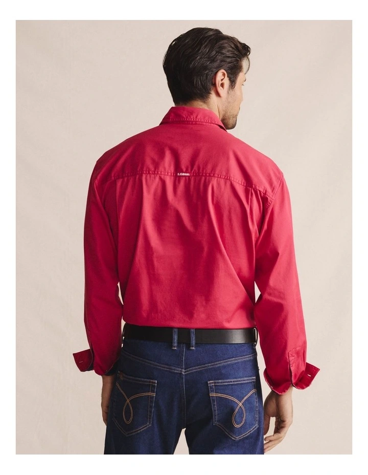 Brockman Half Placket Shirt in Red 1SHM00131 image 2