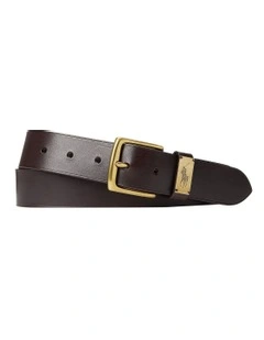 Pony-Plaque Leather Belt