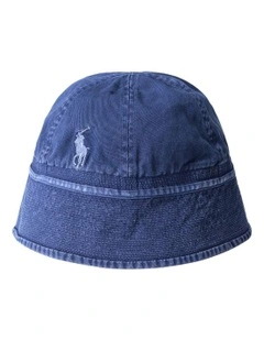 Garment-Dyed Twill Bucket Hat in Blue