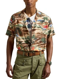 Classic Fit Tropical-Print Camp Shirt in Multi