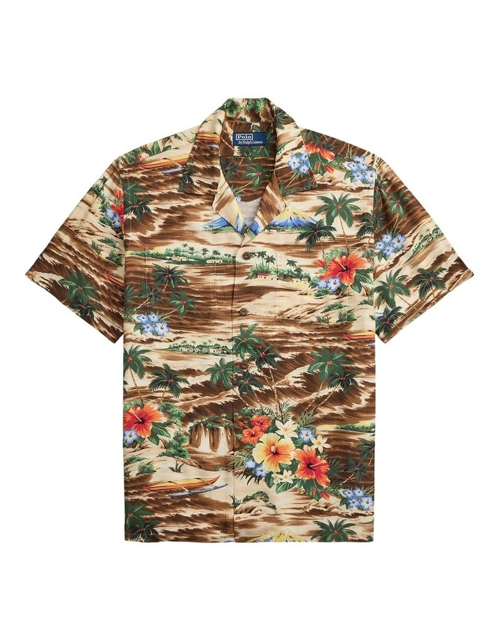 Classic Fit Tropical-Print Camp Shirt in Multi image 4