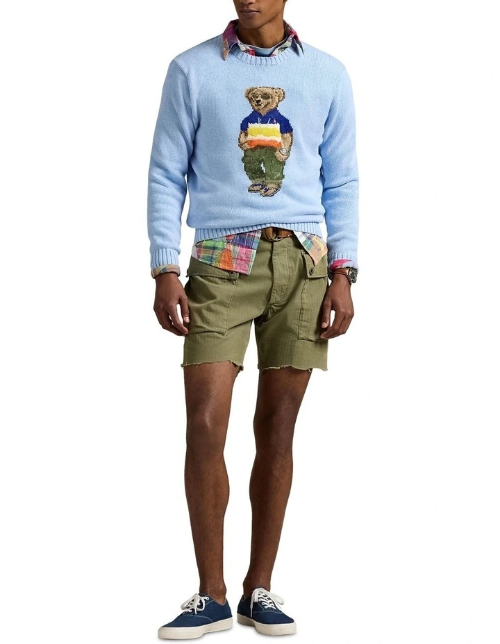 Polo Bear Cotton Sweater in Blue image 3