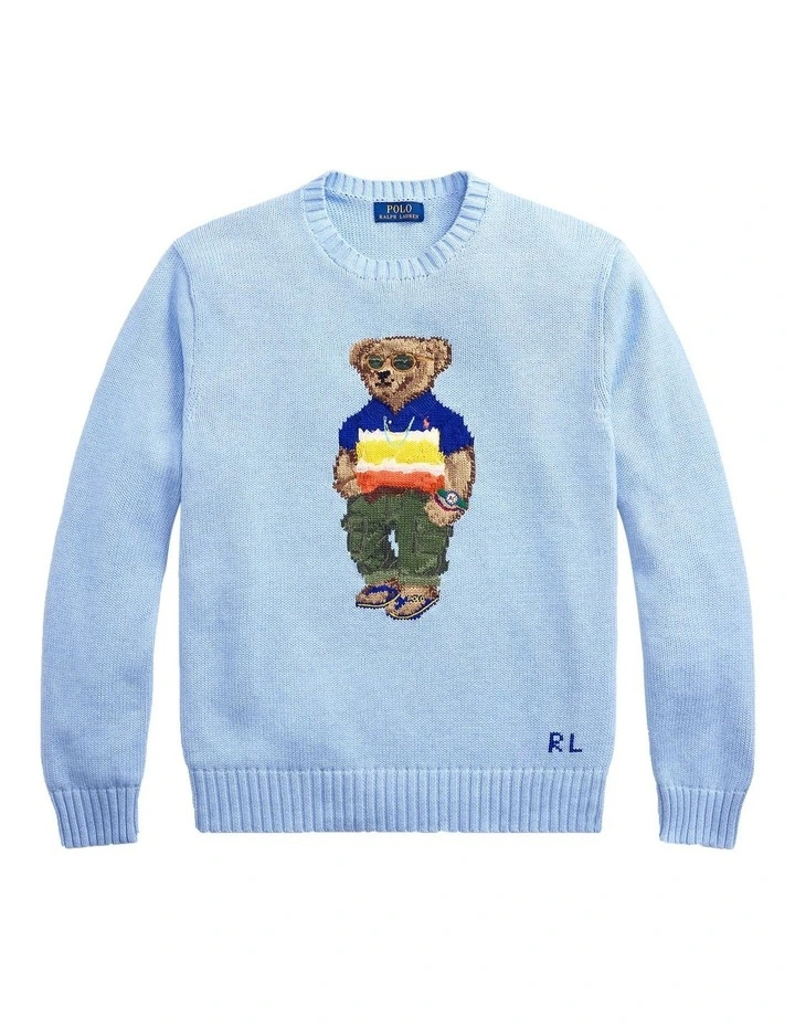 Polo Bear Cotton Sweater in Blue image 4