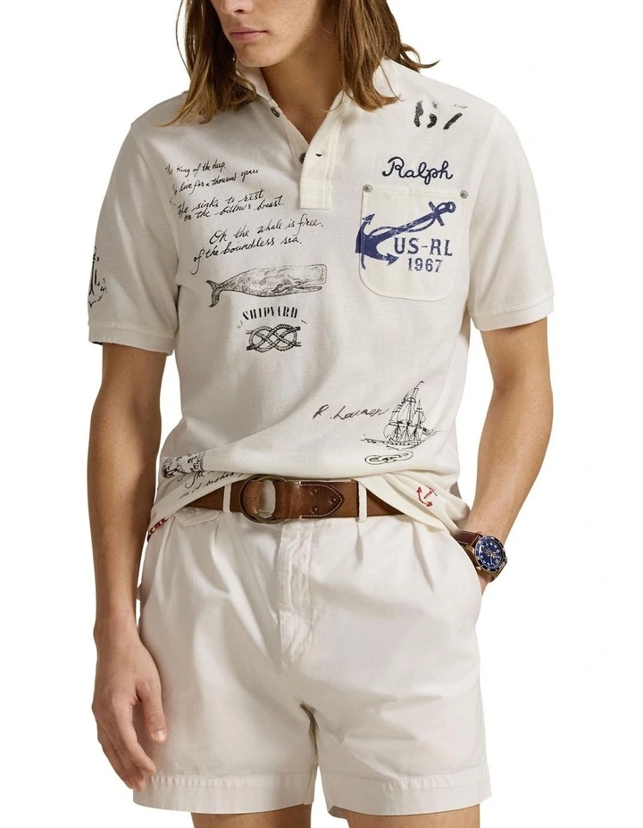 Classic Fit Polo Shirt in White image 1